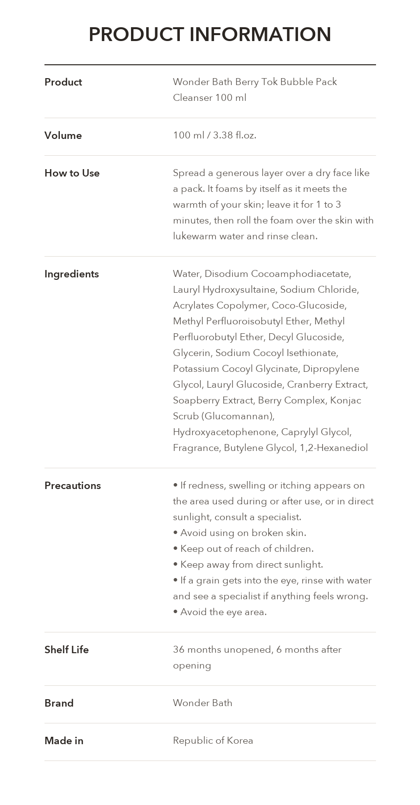 Wonder Bath Berry Tok Bubble Pack Cleanser product information