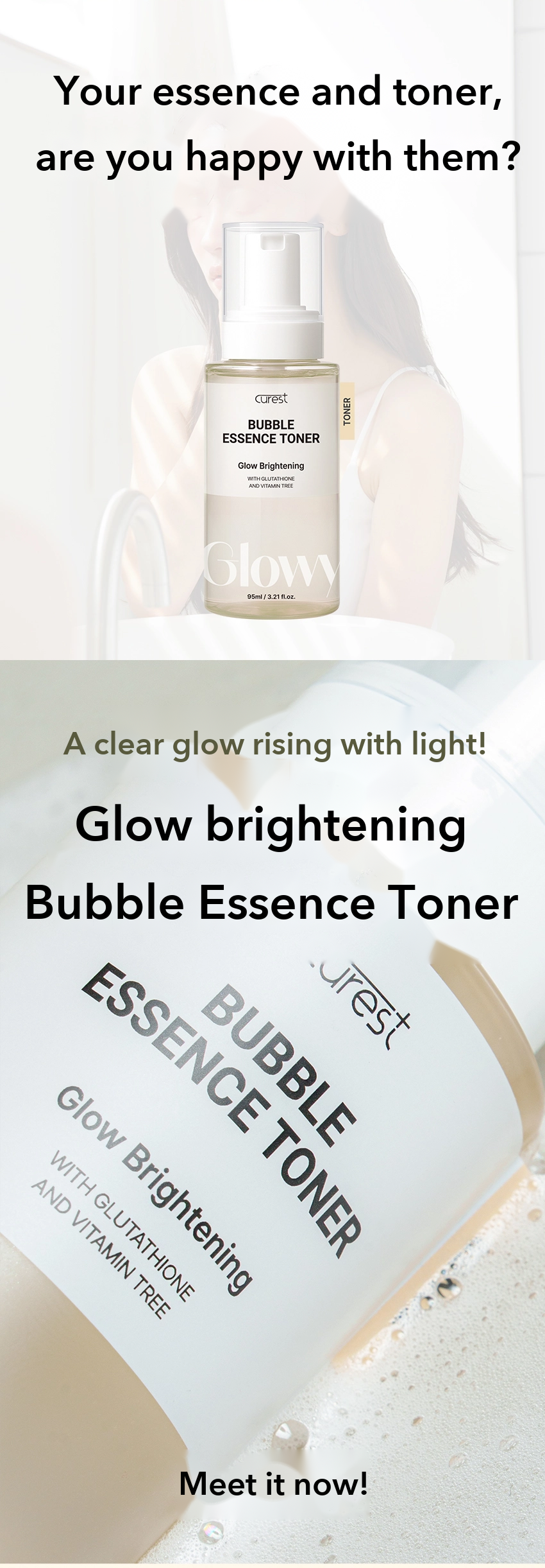 CUREST Glow Brightening Bubble Essence Toner detail 2