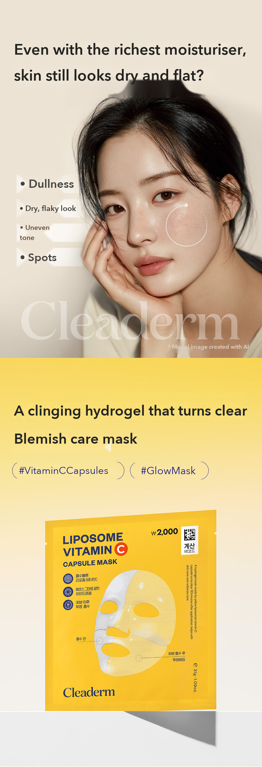 CLEADERM Liposome Vitamin C Blemish Glow Mask detail 02